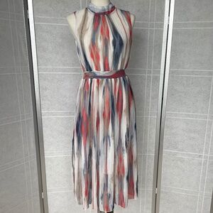 NWT Pink Butterfly White/Blue/Red Midi Dress sz L